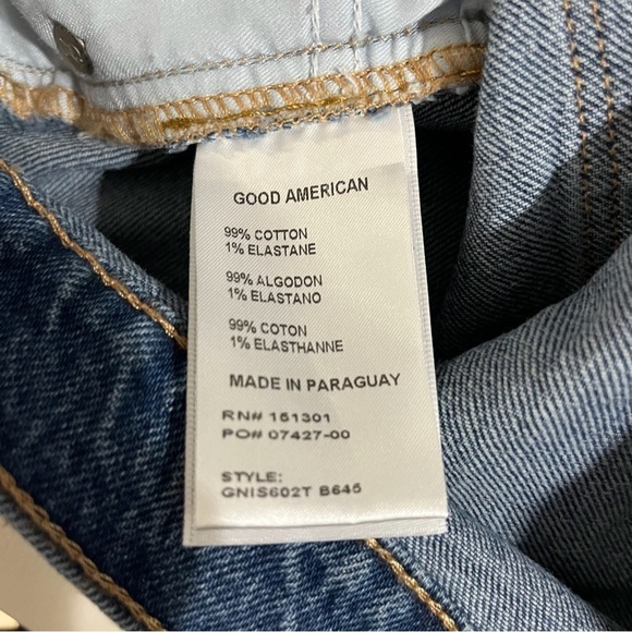 Good American Good 90’s Denim Cut Off Shorts Size 20 High Waisted Raw Hem - Picture 11 of 12